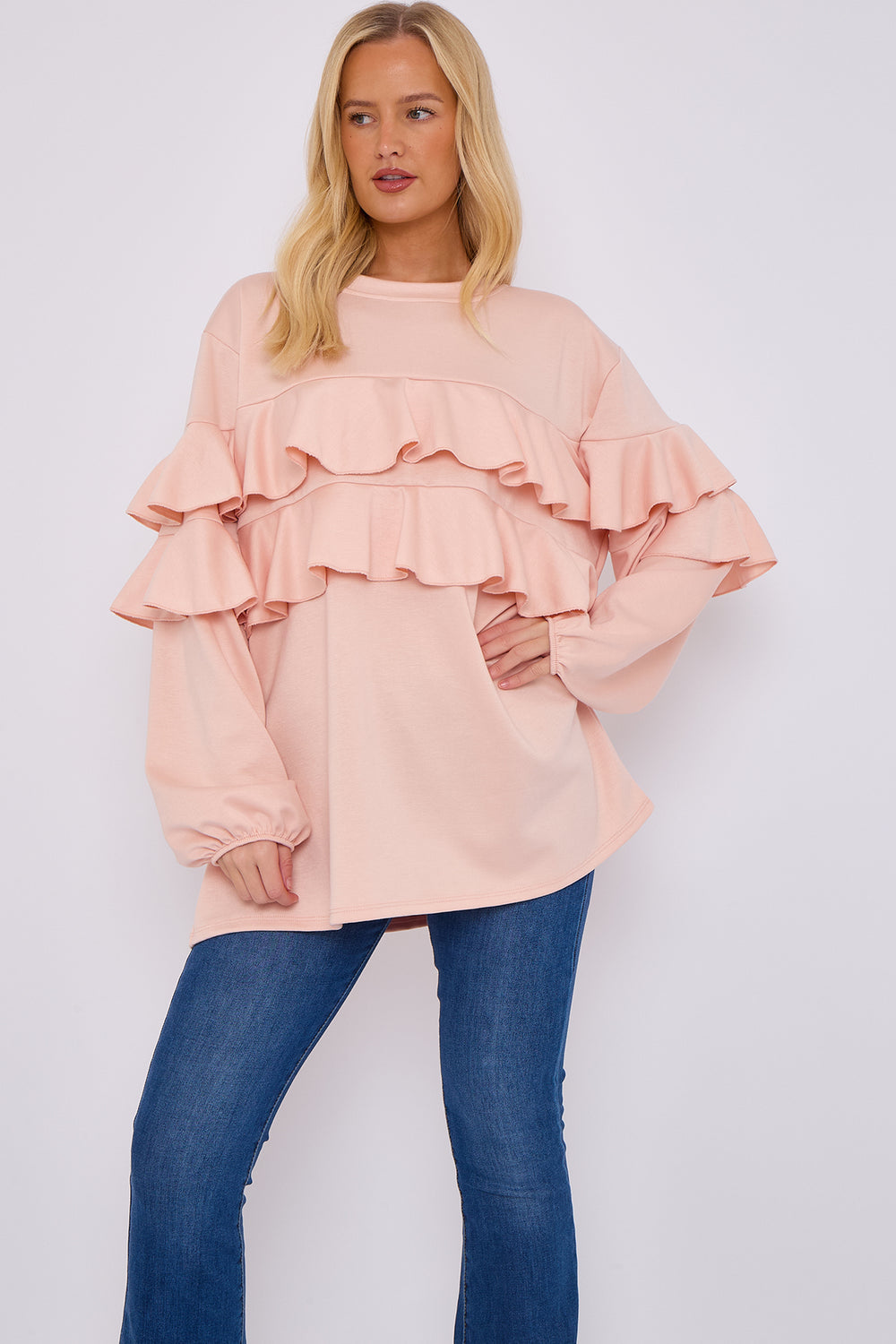 FRILL FRONT DETAIL OVERSIZED SWEAT (15068953608576)