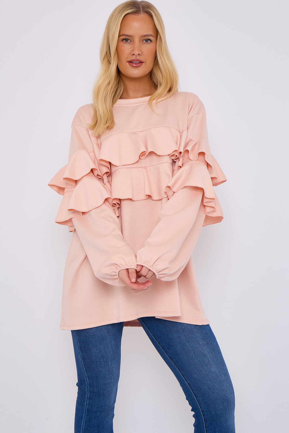 FRILL FRONT DETAIL OVERSIZED SWEAT (15068953608576)