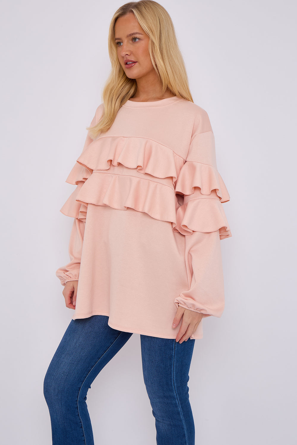 FRILL FRONT DETAIL OVERSIZED SWEAT (15068953608576)