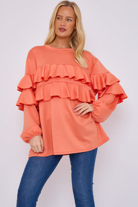 FRILL FRONT DETAIL OVERSIZED SWEAT (15068948464000)