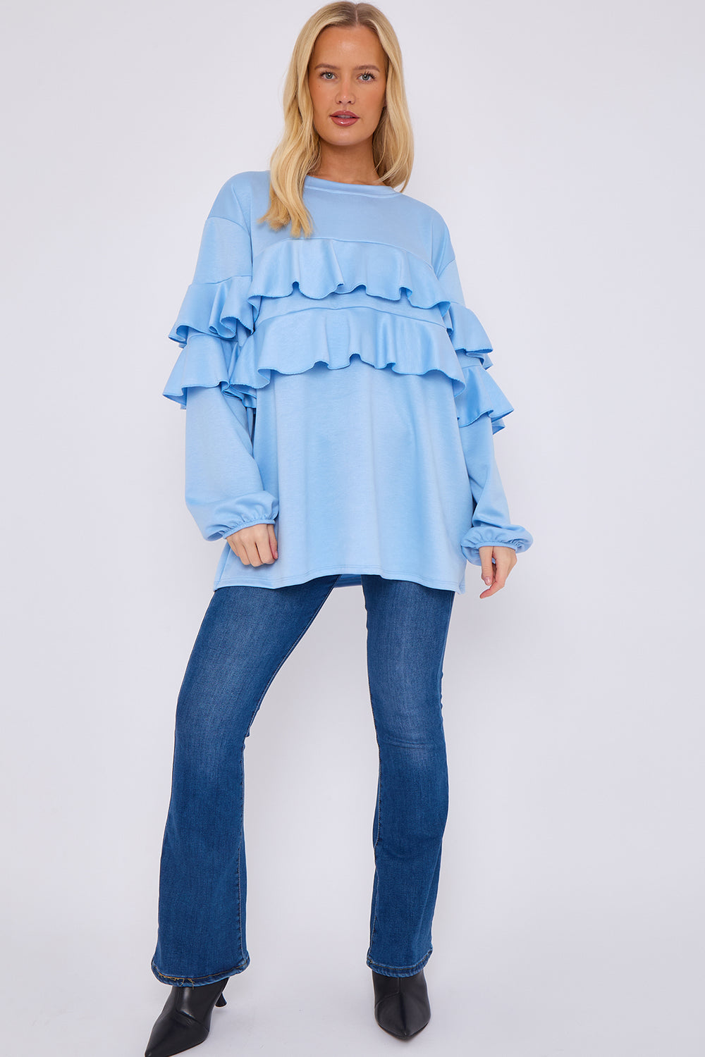 FRILL FRONT DETAIL OVERSIZED SWEAT (15068949807488)