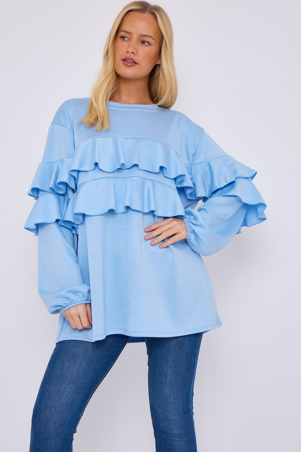 FRILL FRONT DETAIL OVERSIZED SWEAT (15068949807488)