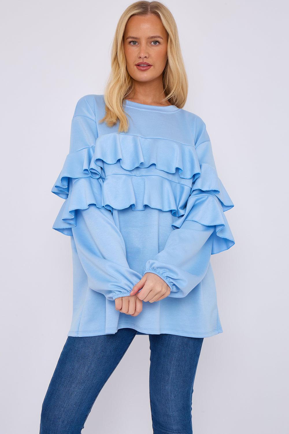 FRILL FRONT DETAIL OVERSIZED SWEAT (15068949807488)