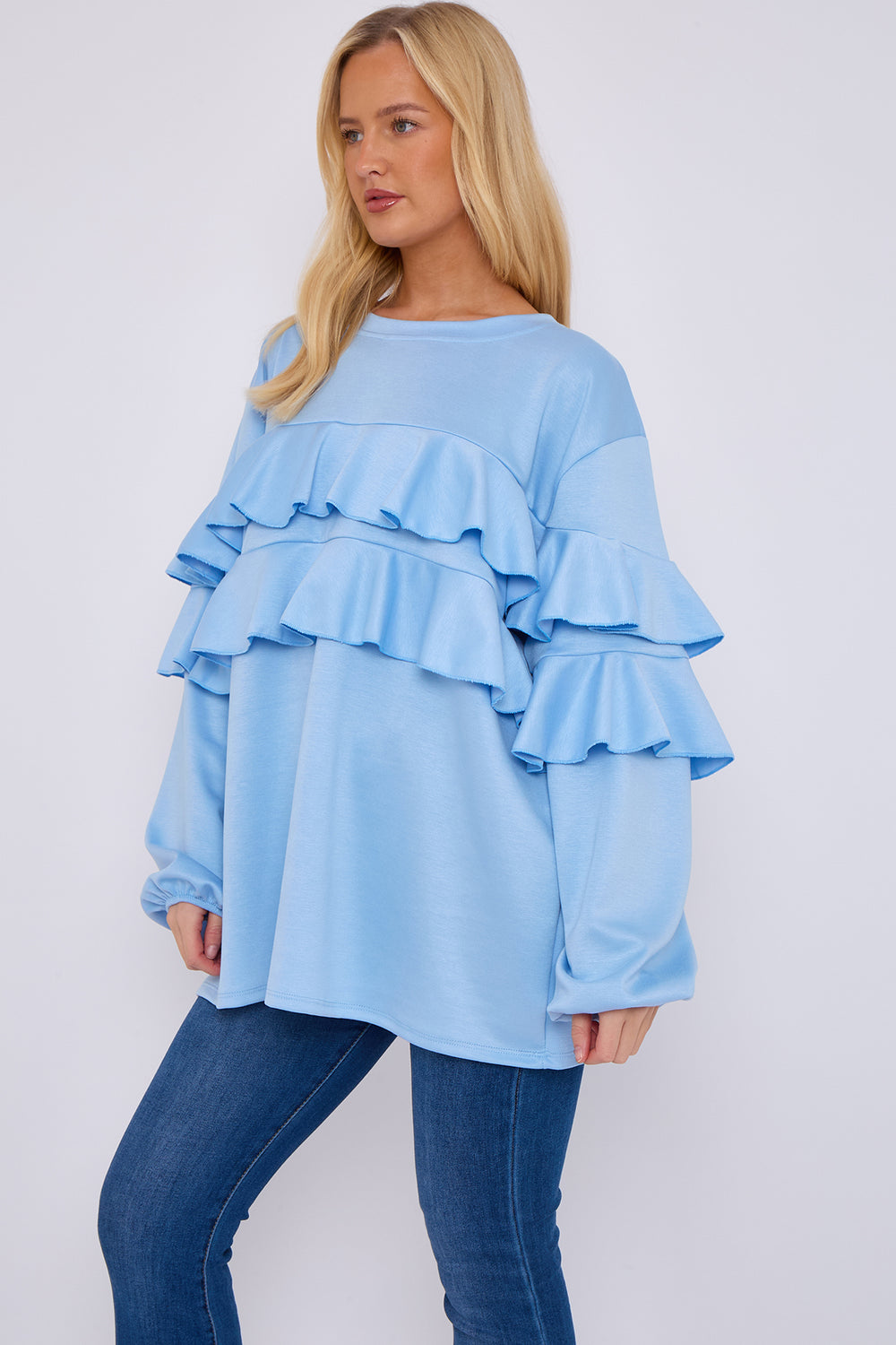 FRILL FRONT DETAIL OVERSIZED SWEAT (15068949807488)