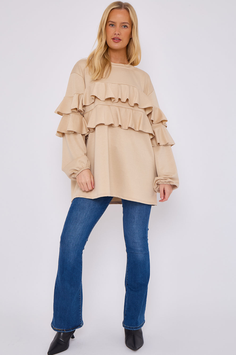 FRILL FRONT DETAIL OVERSIZED SWEAT (15068954165632)