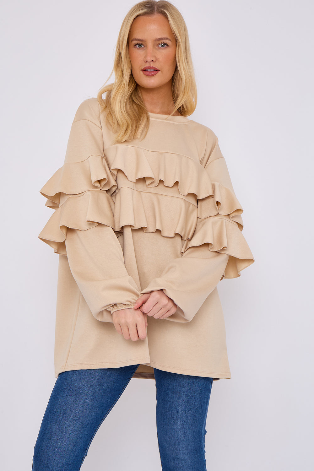 FRILL FRONT DETAIL OVERSIZED SWEAT (15068954165632)