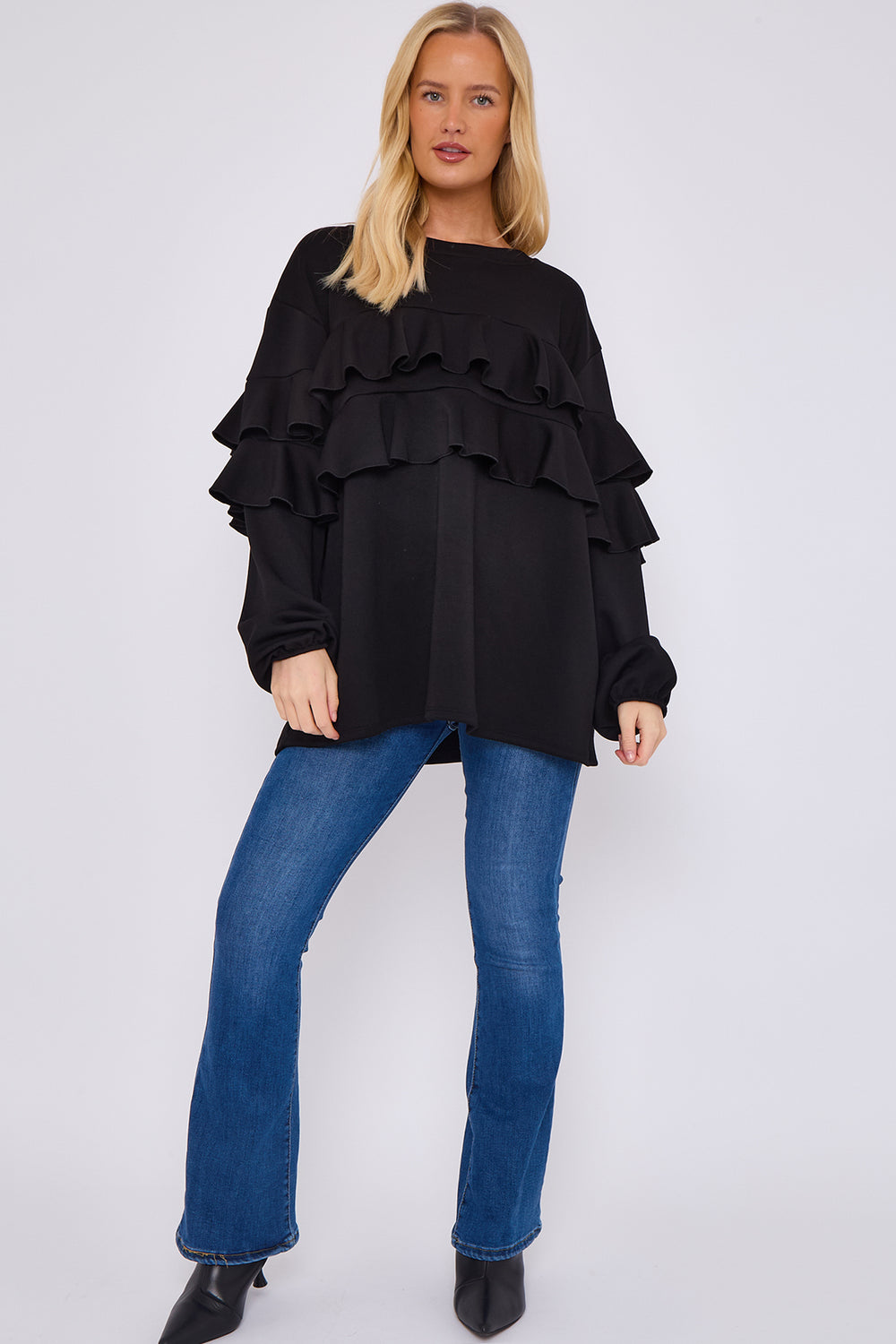 FRILL FRONT DETAIL OVERSIZED SWEAT (15068950462848)