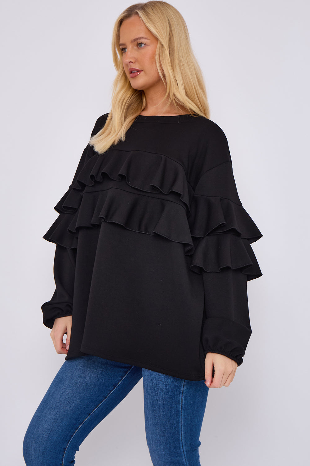 FRILL FRONT DETAIL OVERSIZED SWEAT (15068950462848)