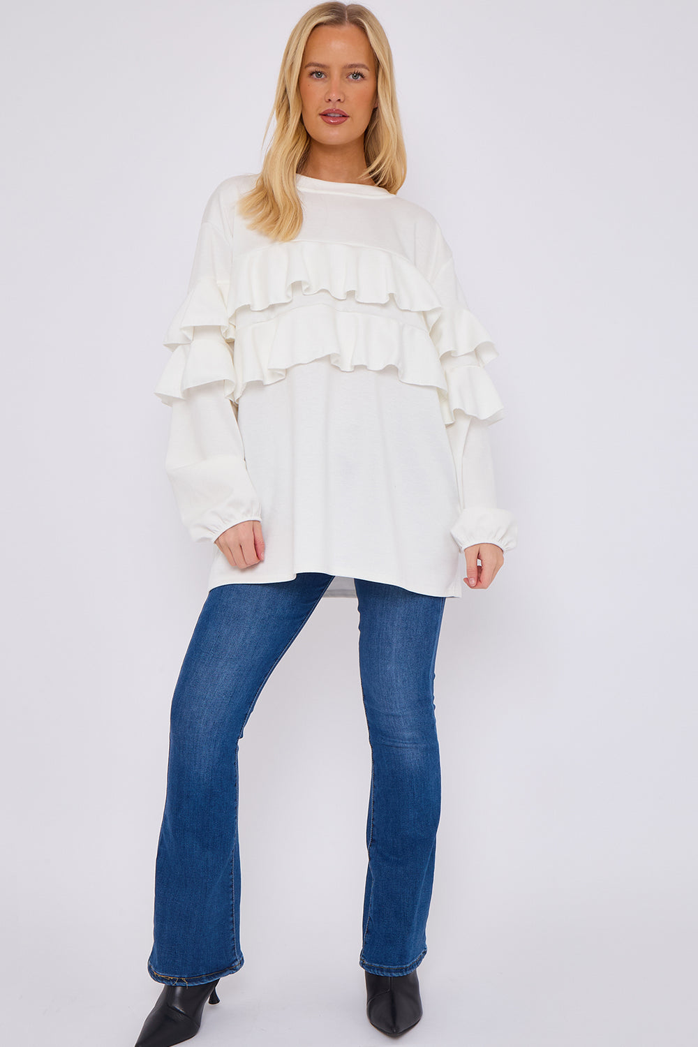 FRILL FRONT DETAIL OVERSIZED SWEAT (15068952822144)