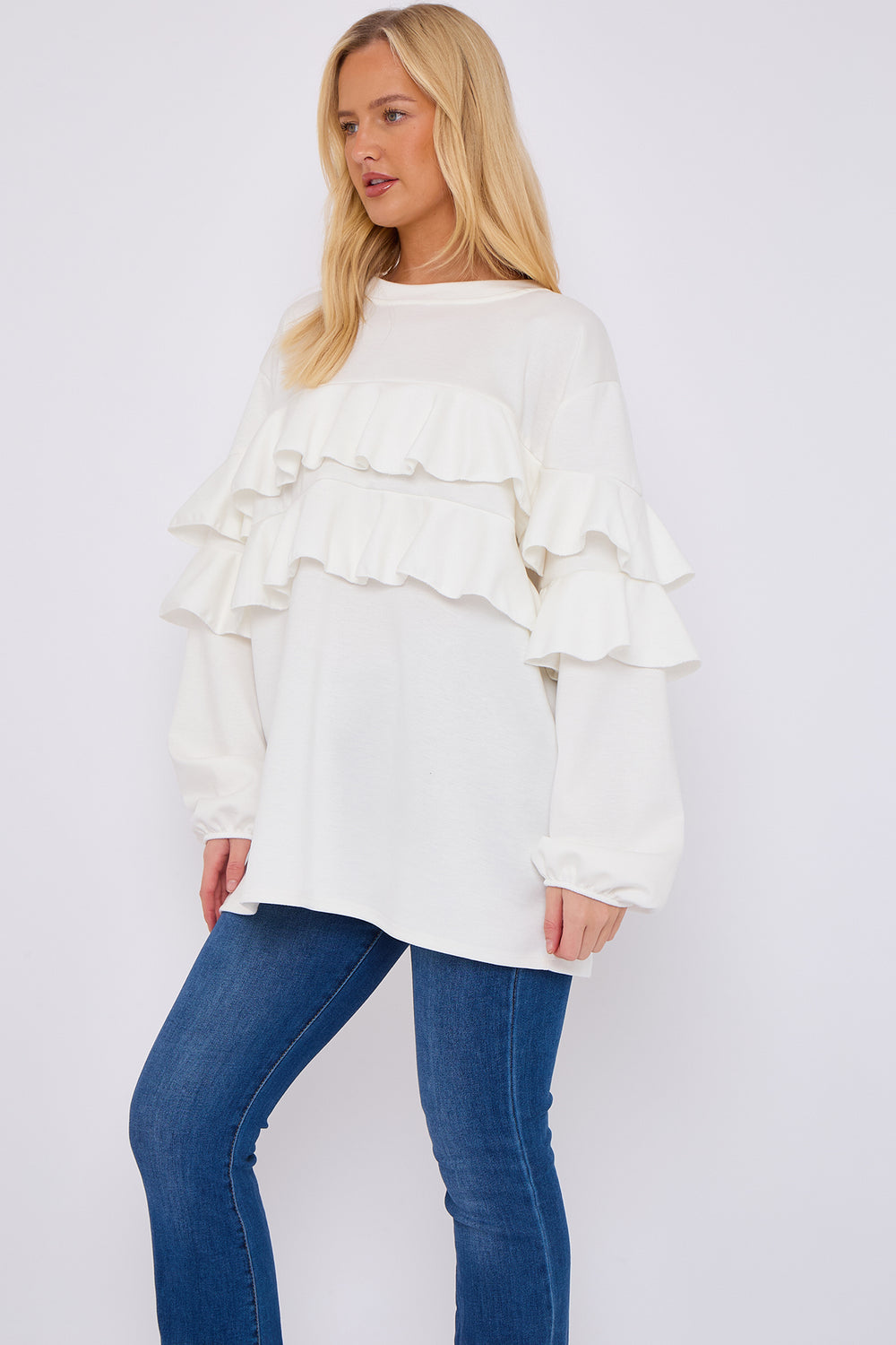 FRILL FRONT DETAIL OVERSIZED SWEAT (15068952822144)