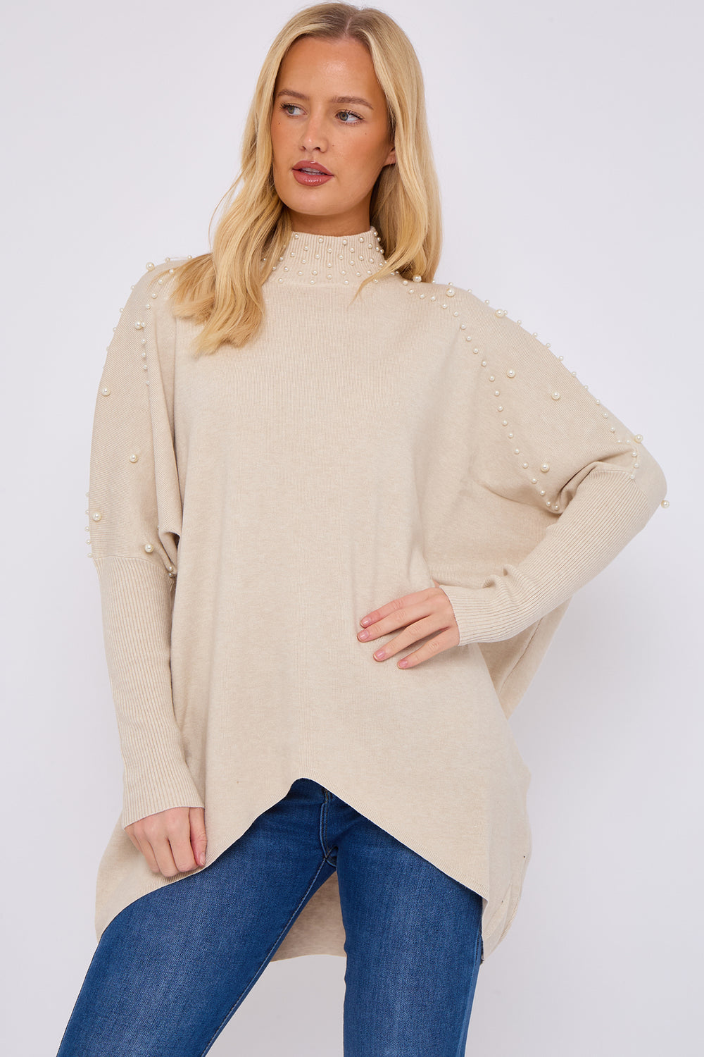 PEARL EMBELLISHED HIGHNECK JUMPER (15066360971648)