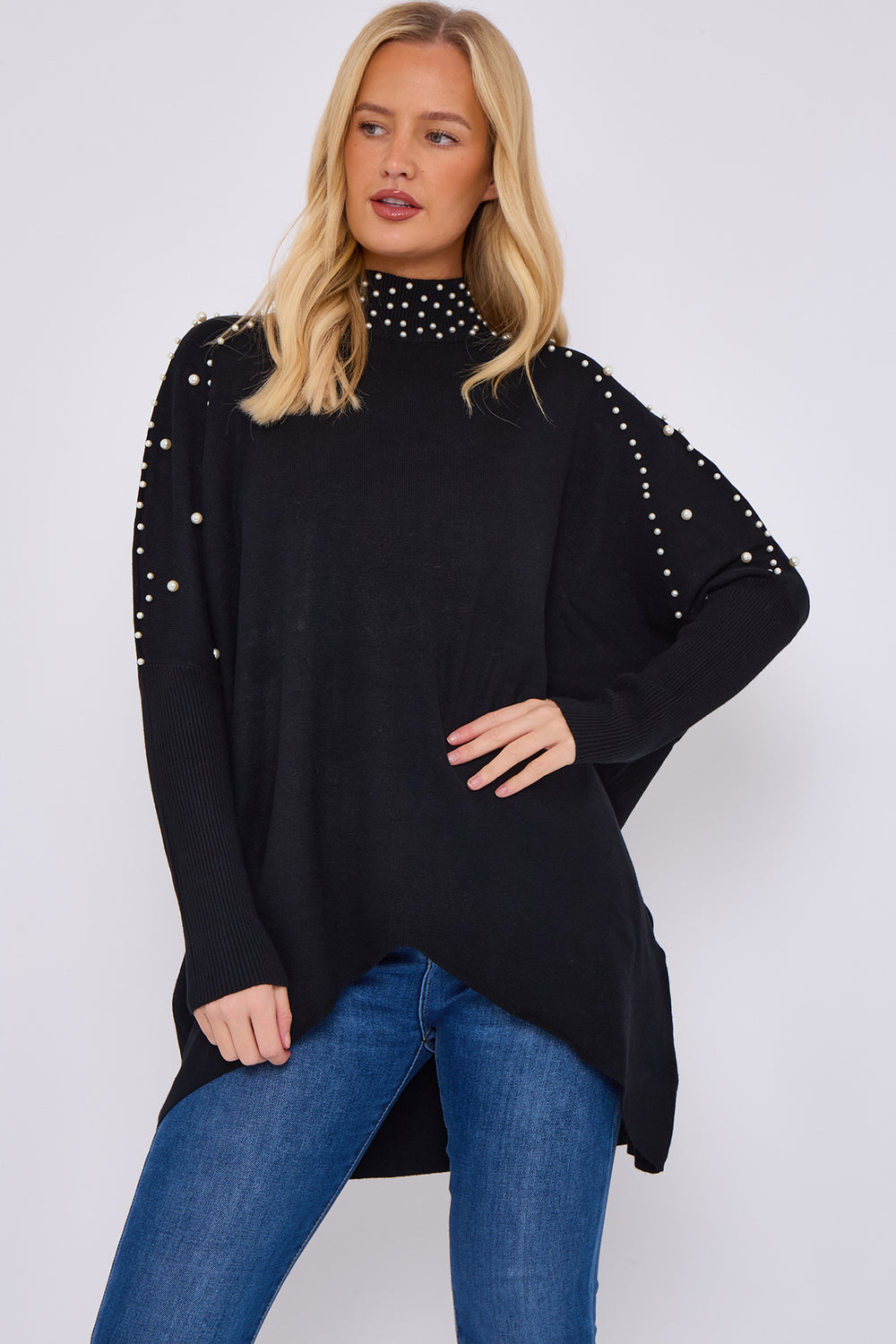 PEARL EMBELLISHED HIGHNECK JUMPER (15066357858688)