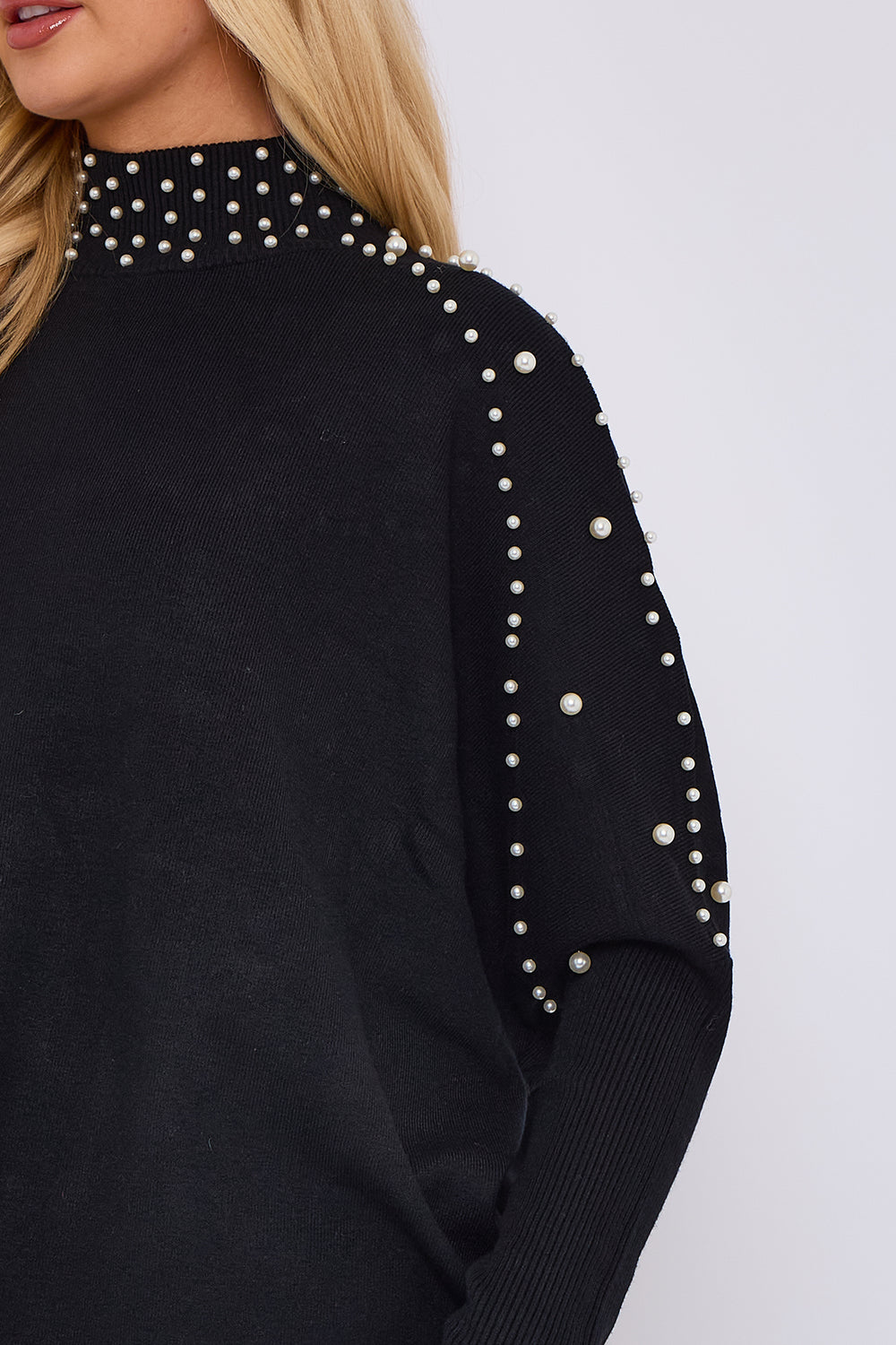 PEARL EMBELLISHED HIGHNECK JUMPER (15066357858688)