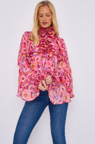 RUFFLE PRINTED BLOUSE (15068967305600)