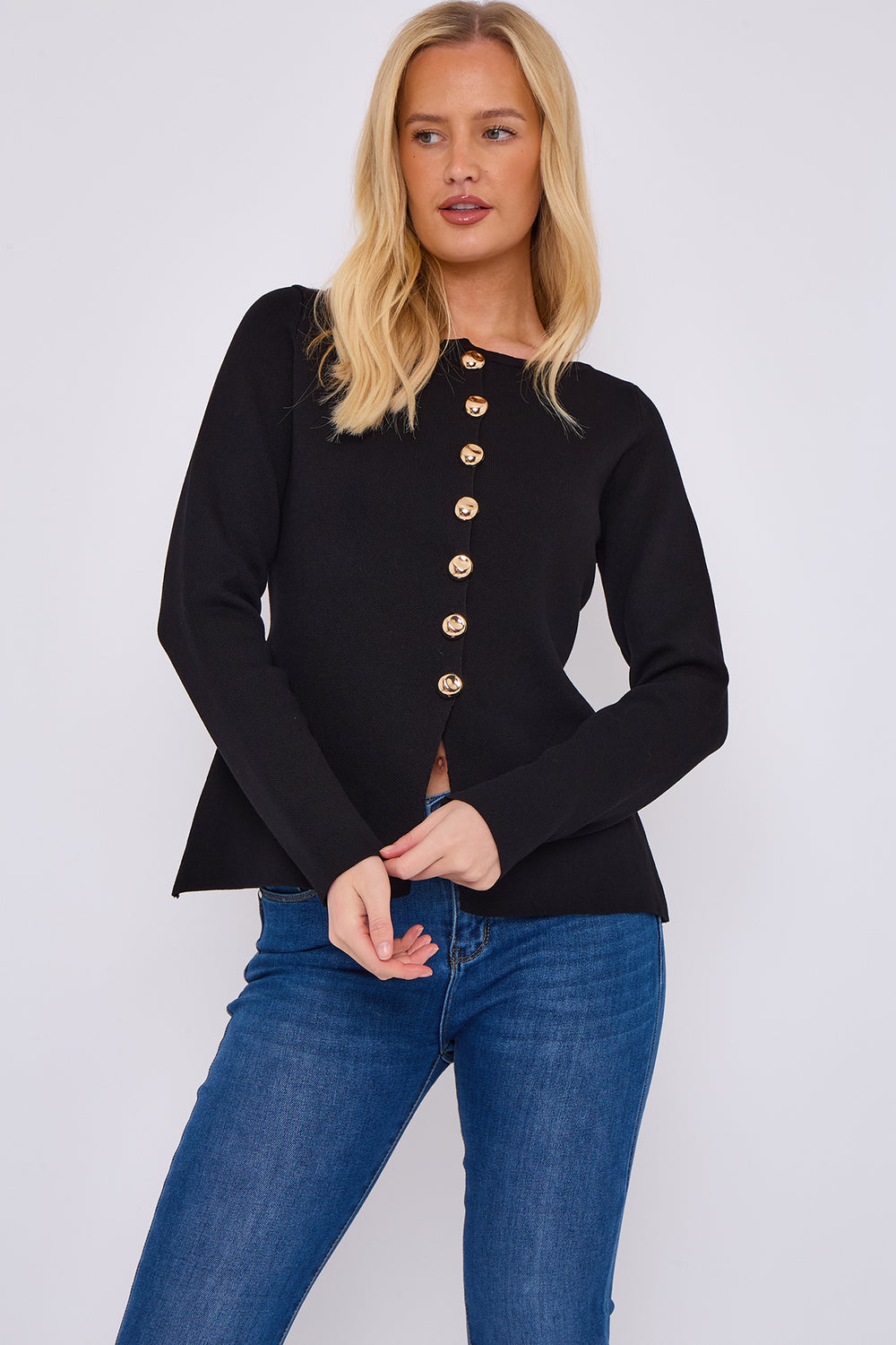 DETAIL GOLD BUTTON JUMPER (15068972450176)