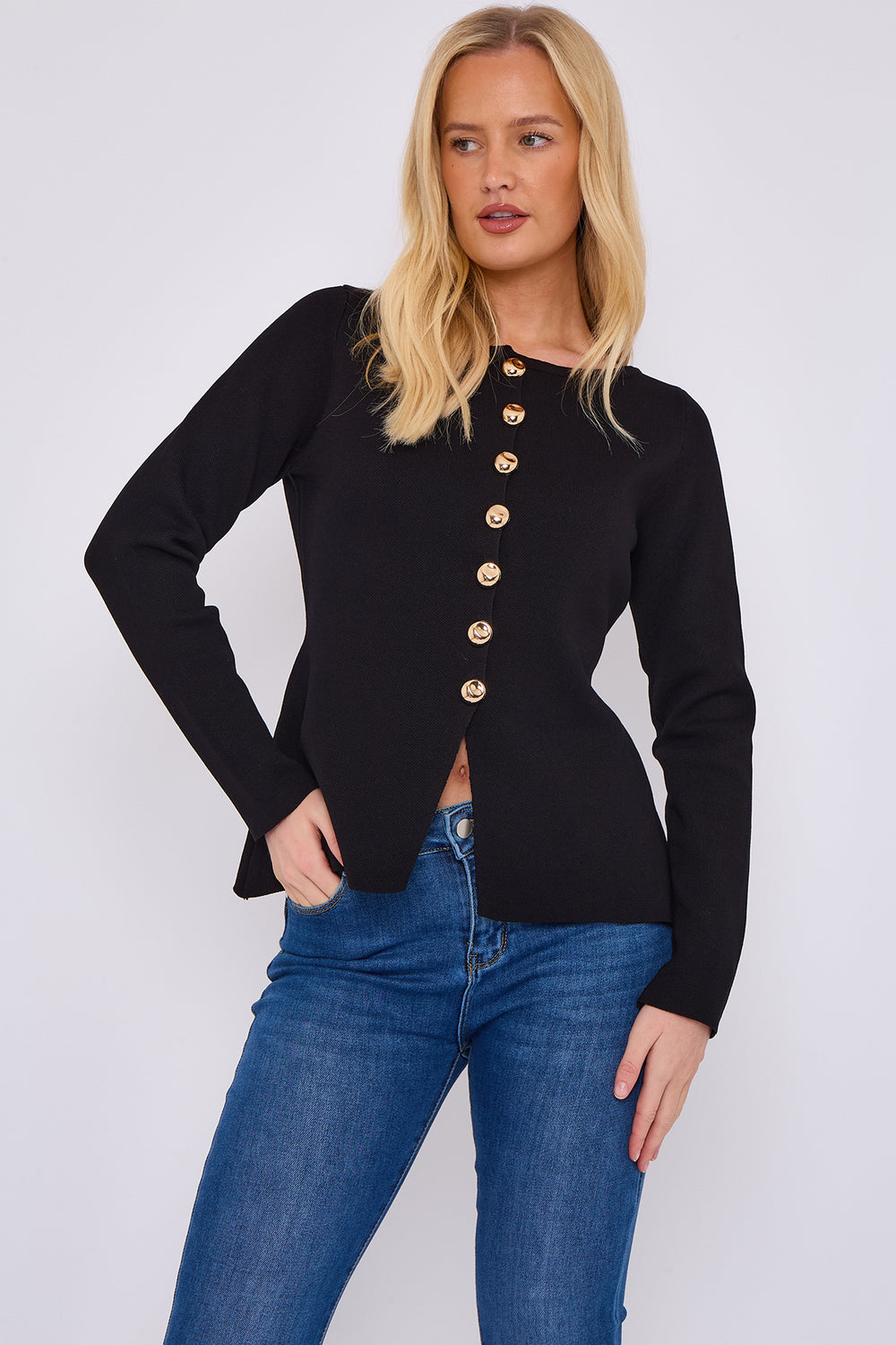 DETAIL GOLD BUTTON JUMPER (15068972450176)