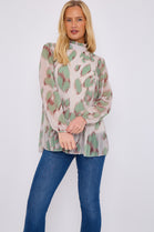 PLEATED LEOPARD HIGHNECK BLOUSE (15067997897088)