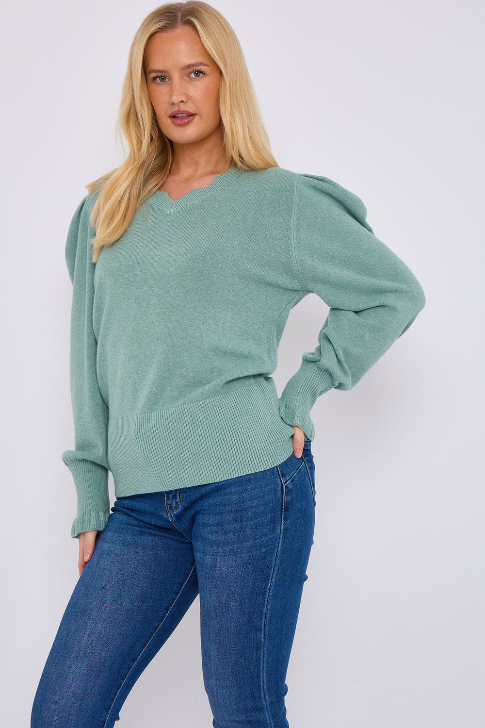 NECK DETAIL PUFF SLEEVE JUMPER (15069028876672)