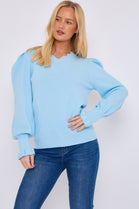 NECK DETAIL PUFF SLEEVE JUMPER (15069034676608)