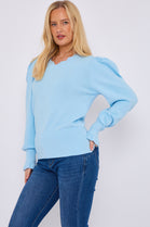 NECK DETAIL PUFF SLEEVE JUMPER (15069034676608)