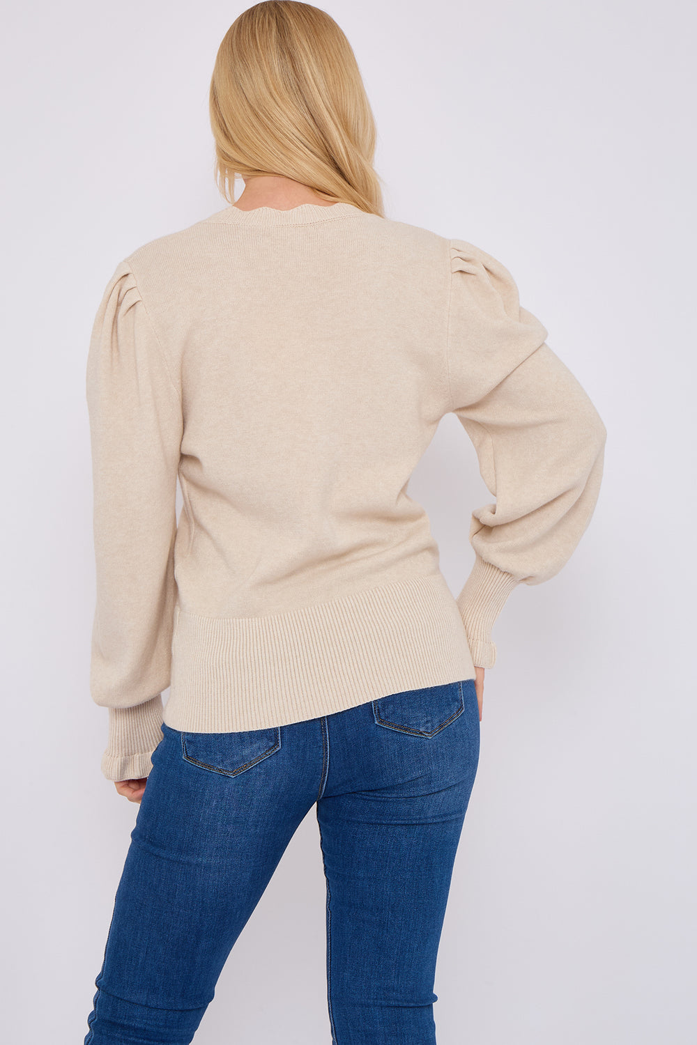 NECK DETAIL PUFF SLEEVE JUMPER (15069026517376)