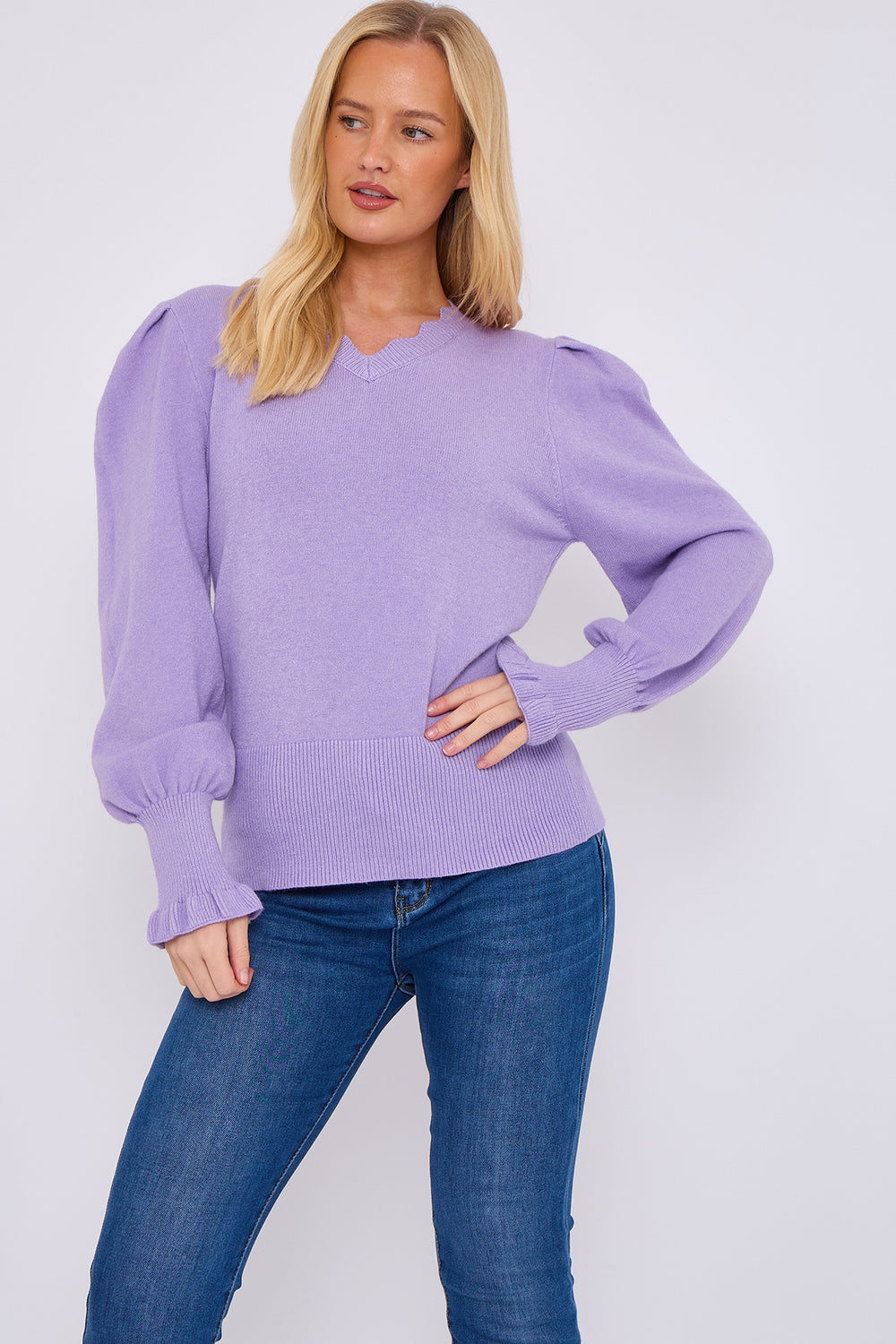 NECK DETAIL PUFF SLEEVE JUMPER (15069024092544)