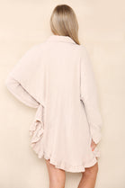 GOLD BUTTON PLEATED LONG SLEEVE OVERSIZED SHIRT (8027076919544)