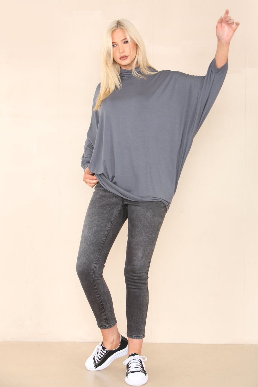 BALLOON SLEEVE HIGH NECK OVERSIZED TEE (8149091385592)