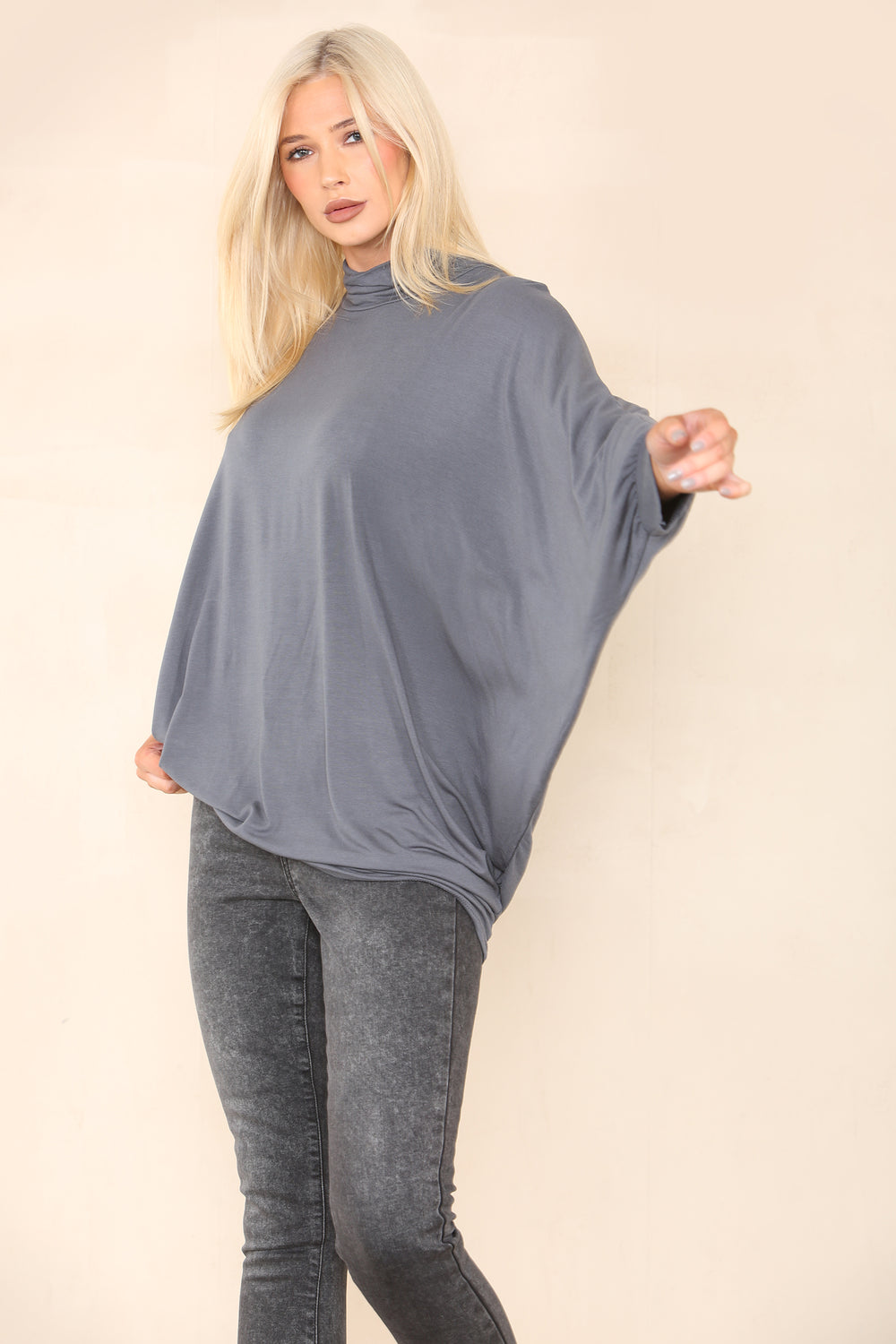 BALLOON SLEEVE HIGH NECK OVERSIZED TEE (8149091385592)