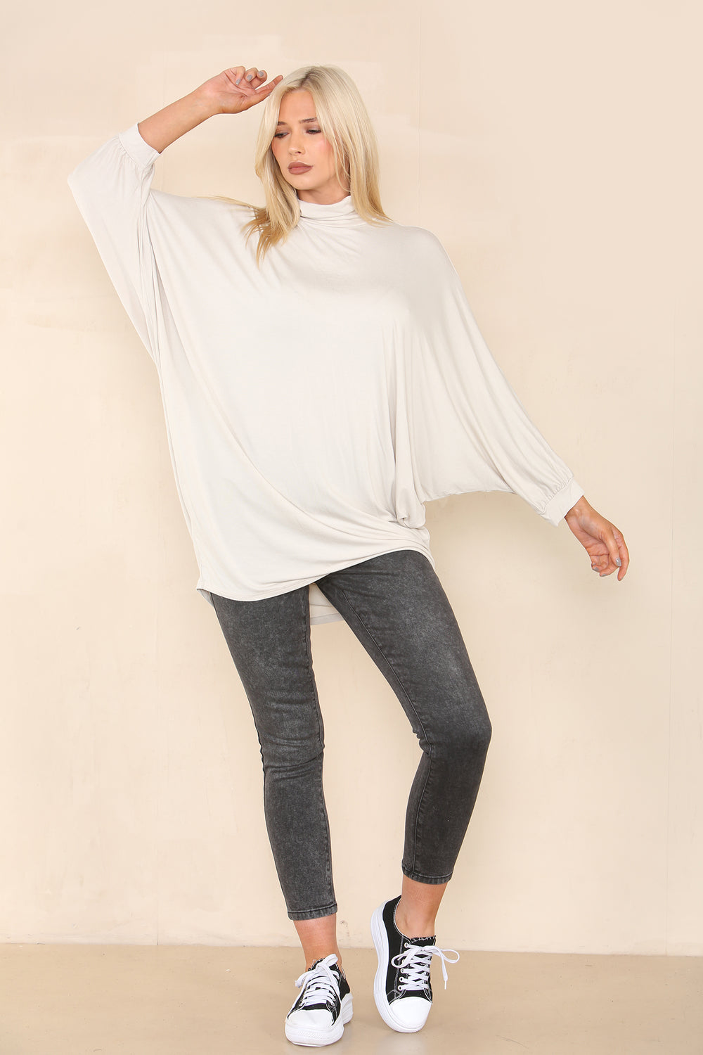 BALLOON SLEEVE HIGH NECK OVERSIZED TEE (8149093581048)