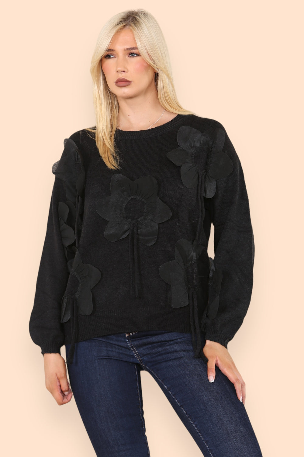 3D FLOWER DETAIL JUMPER (8262122930424)