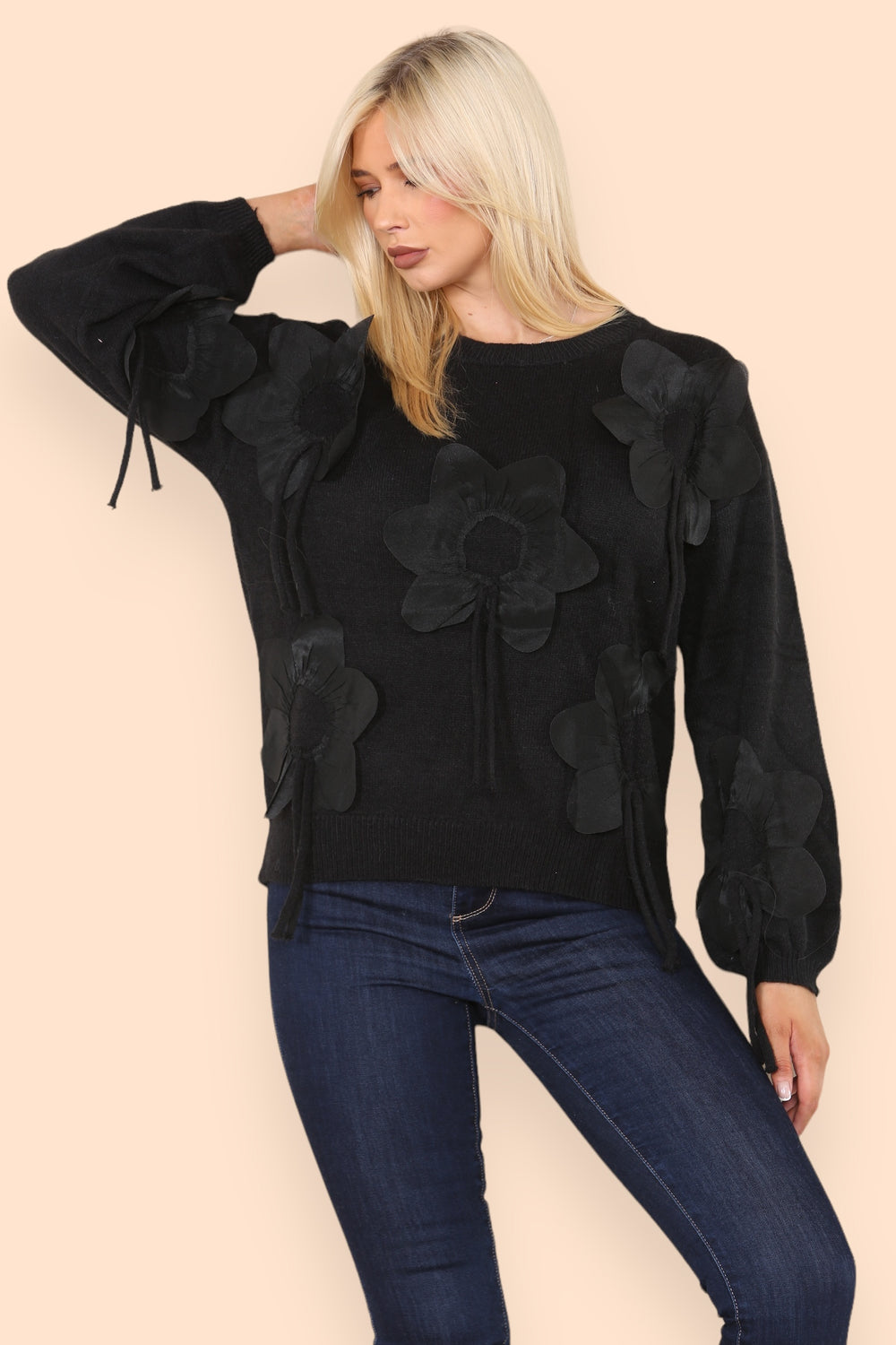 3D FLOWER DETAIL JUMPER (8262122930424)