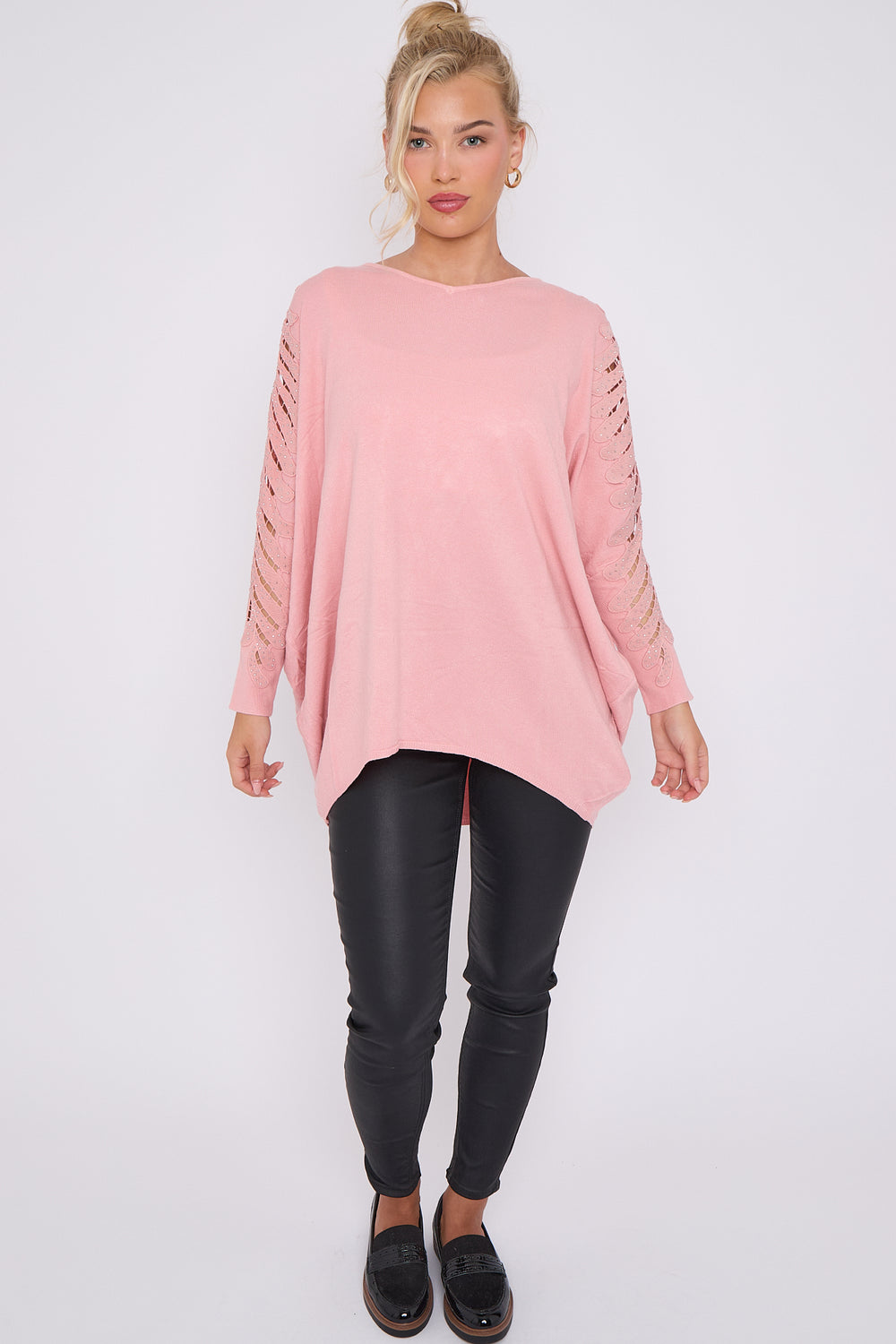 SLEEVE EMBELISHED MESH JUMPER (8646635618552)