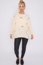 HEART EMBELLISHED JUMPER (8646657671416) (8698593706232)