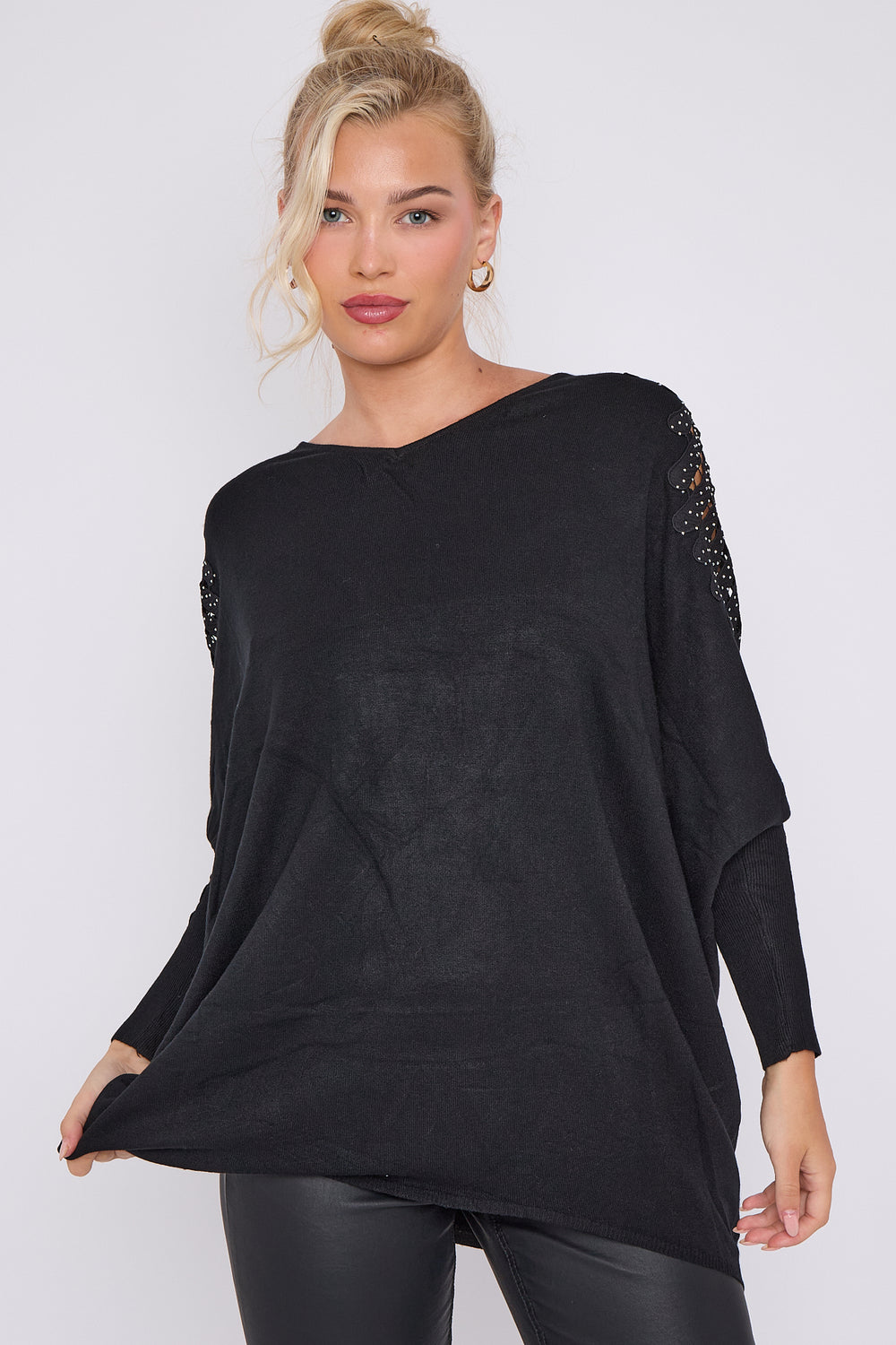 SLEEVE EMBELISHED MESH JUMPER (8646640140536)