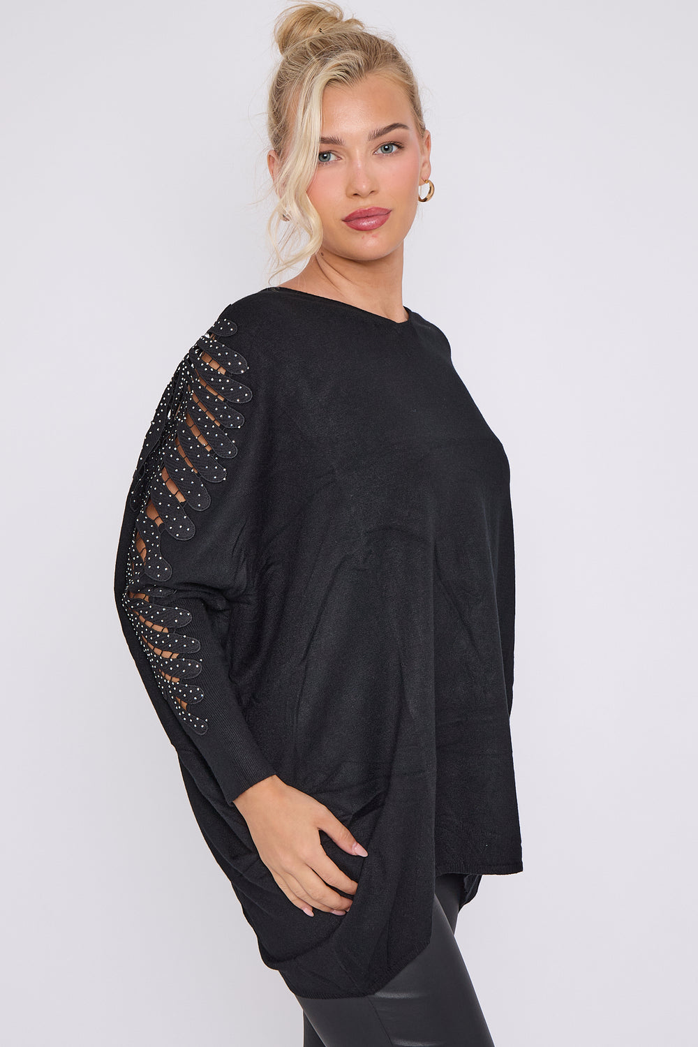 SLEEVE EMBELISHED MESH JUMPER (8646640140536)