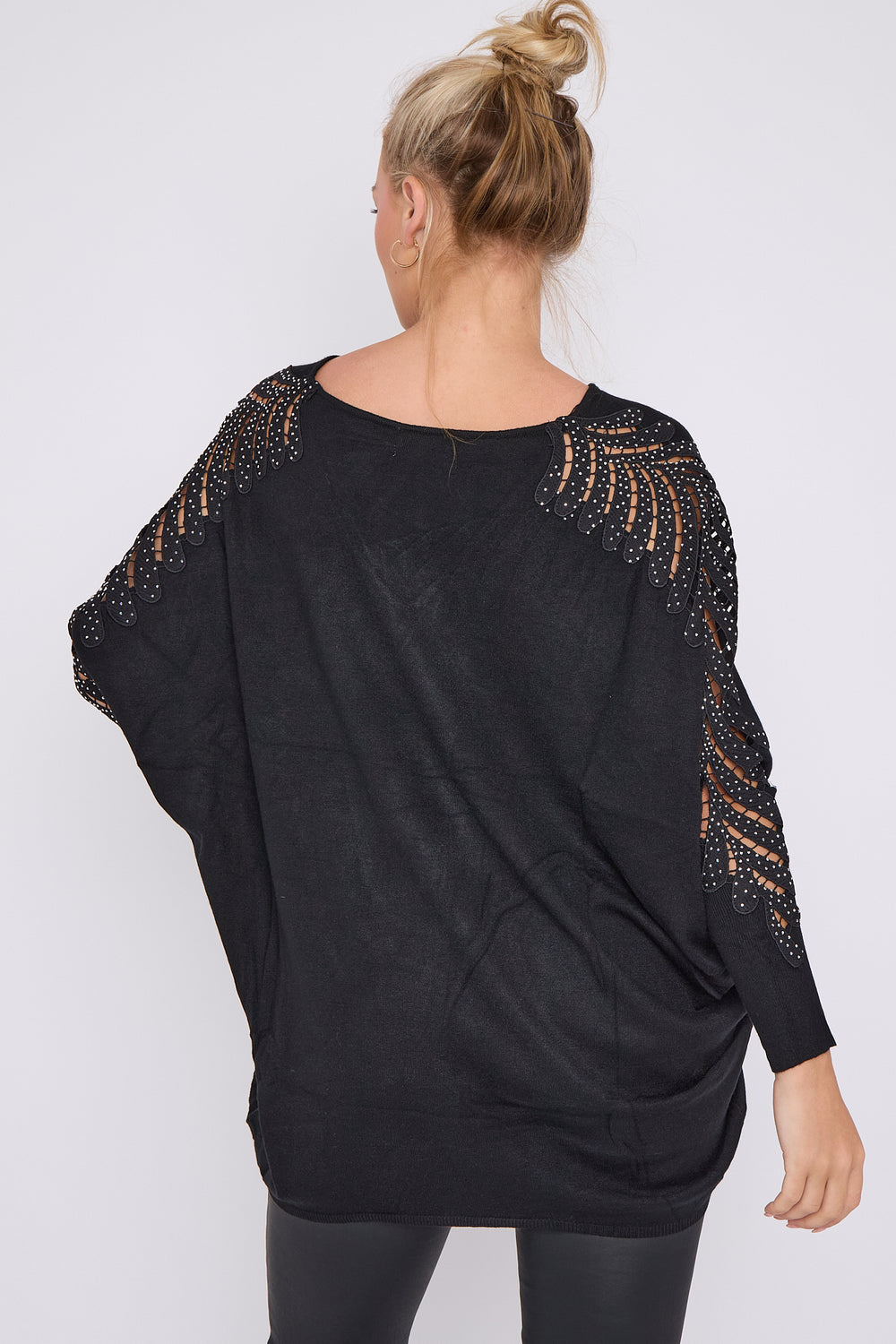 SLEEVE EMBELISHED MESH JUMPER (8646640140536)