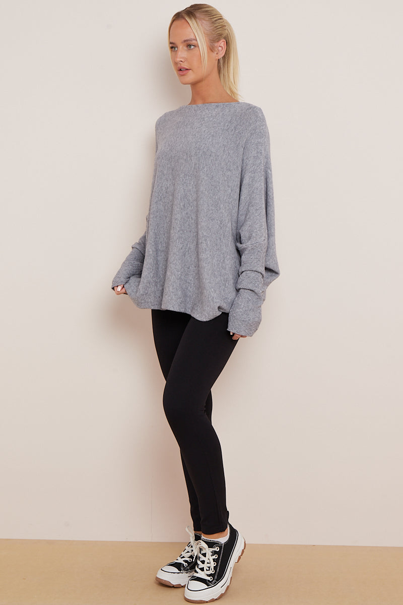 EMILY PATTERN SLEEVE PLAIN JUMPER (8041089630456)