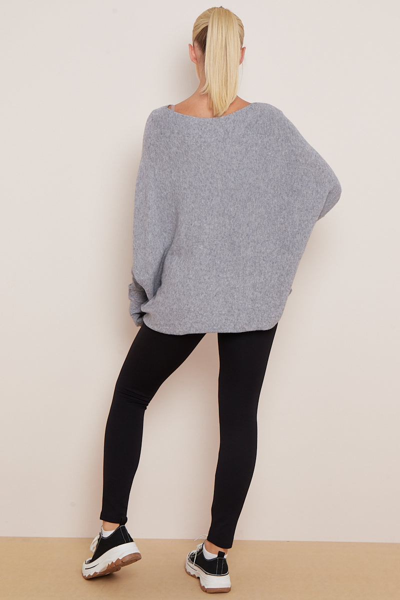 EMILY PATTERN SLEEVE PLAIN JUMPER (8041089630456)