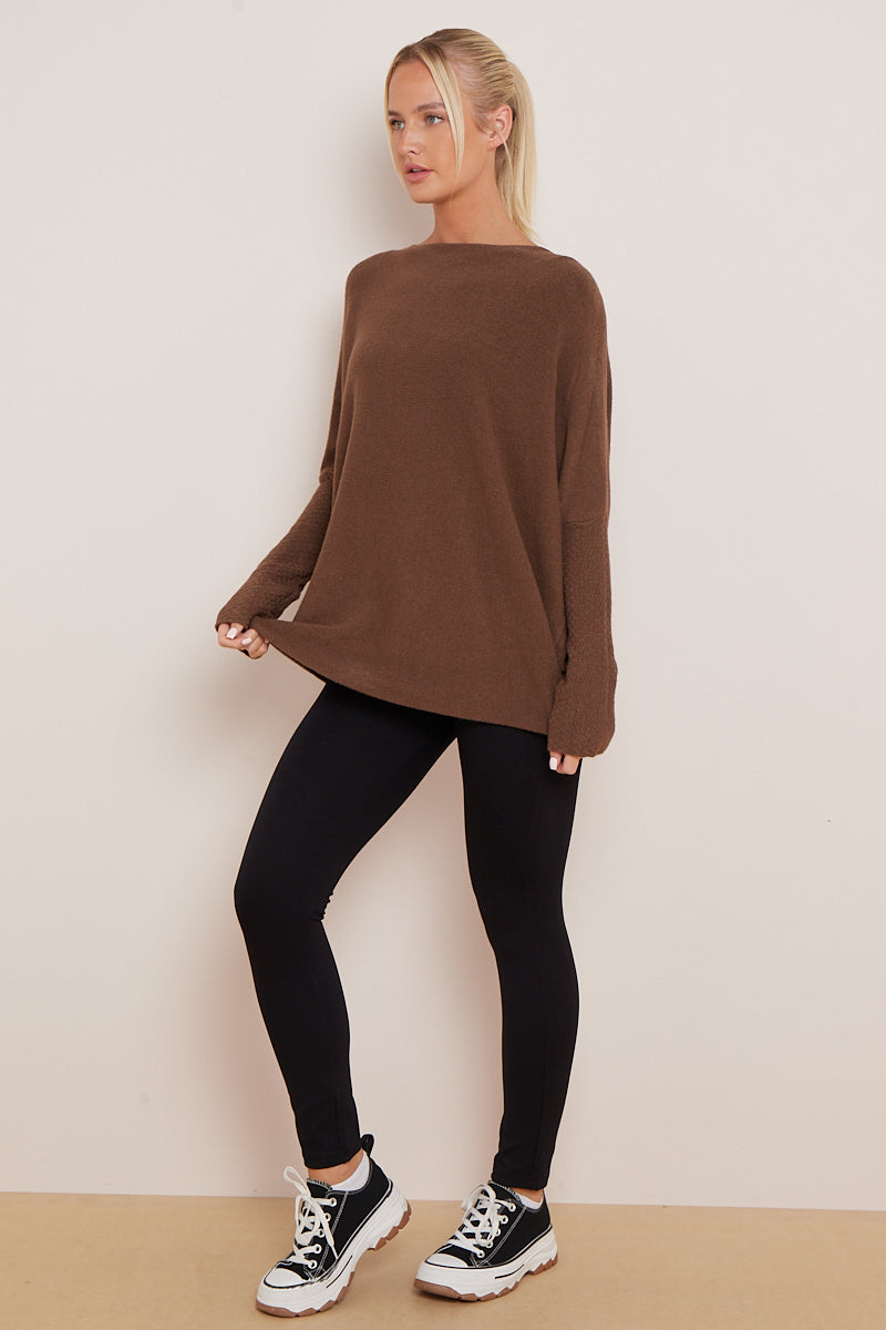 EMILY PATTERN SLEEVE PLAIN JUMPER (8041089958136)