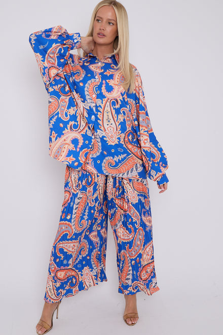 PRINTED PLEATED TROUSER SET (8494239875320)