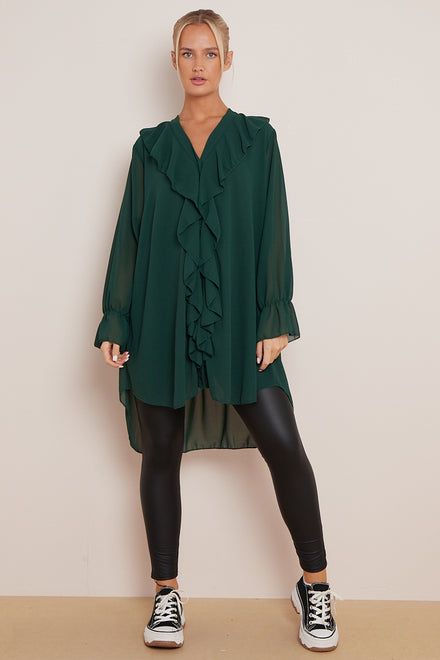 ALEXIA RUFFLE OVERSIZED  SHIRT (8043015569656) (8728384176376)