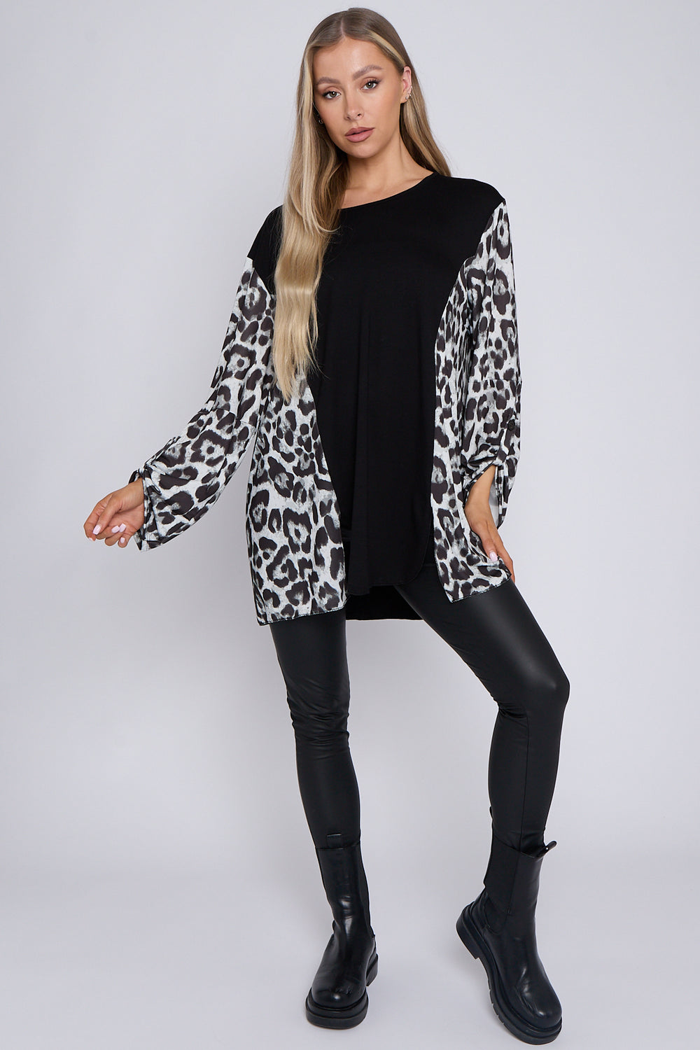 LEOPARD SLEEVE OVERSIZED TOP – NN FASHION