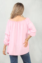 RUCHED SLEEVE OFF SHOULDER BLOUSE (15095585538432)