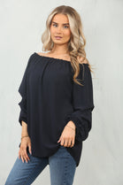 RUCHED SLEEVE OFF SHOULDER BLOUSE (15095588389248)