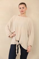 FRONT TIE OVERSIZED BLOUSE (15089471062400)