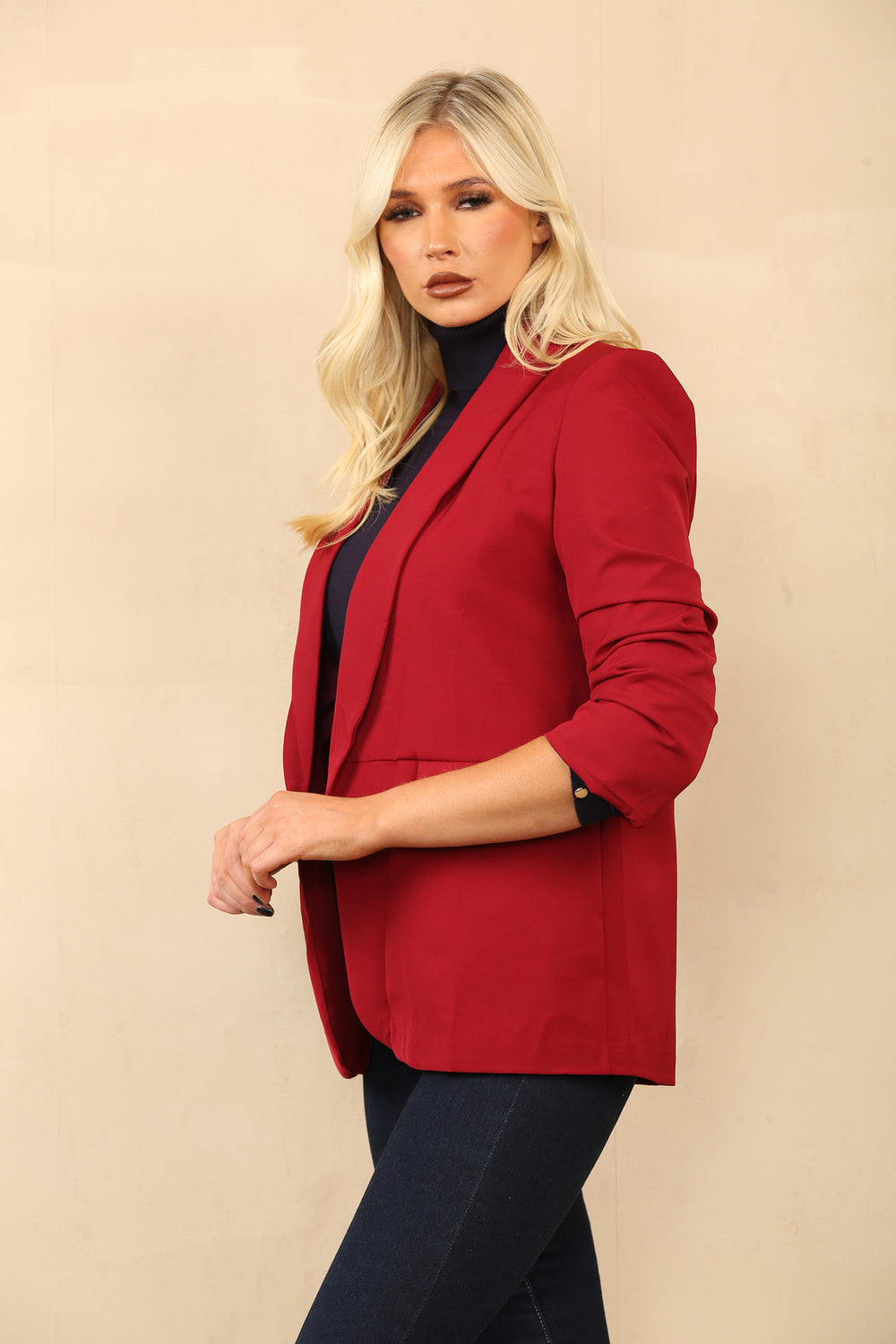 BASIC PLUS SIZE  SLEEVED BLAZER (14668969804160)