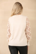 LACE PATTERN SLEEVE JUMPER (14960247374208)