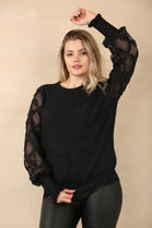 LACE PATTERN SLEEVE JUMPER (14960247898496)