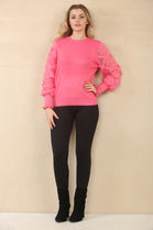 LACE PATTERN SLEEVE JUMPER (15068874604928)